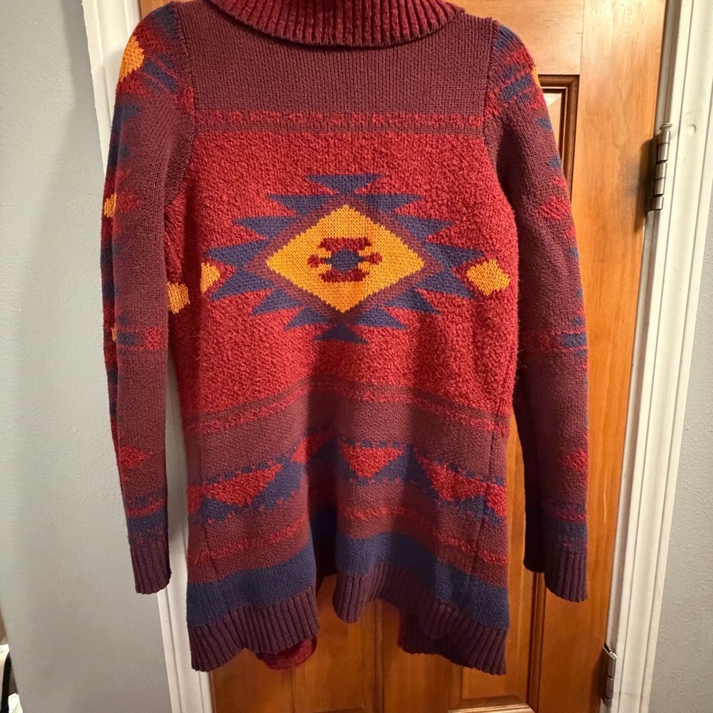 Lucky Brand Burgundy and Navy Knit Aztec sweater - Picture 3 of 6